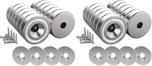 12 Pieces Neodymium Magnets 25 LB Force, Strong Magnets Size 0.79"*0.28" with Countersunk Hole and Steel Capsule, Pot Magnet with 12 Steel Counterparts (Pack of 2) 12 Pieces Neodymium Magnets 25 LB Force, Strong Magnets Size 0.79"*0.28" with Countersunk Hole and Steel Capsule, Pot Magnet with 12 Steel Counterparts (Pack of 2)