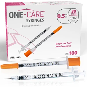 Syringes 0.5ml/cc, 30G x 5/16"(8mm), Orange Cap, 100/bx Fine Tip, Home & Lab Use, Clear Barrel, Bold Scale, Smooth Plunger Movement with back-end stopper, Leak-Proof Design Syringes 0.5ml/cc, 30G x 5/16"(8mm), Orange Cap, 100/bx Fine Tip, Home & Lab Use, Clear Barrel, Bold Scale, Smooth Plunger Movement with back-end stopper, Leak-Proof Design