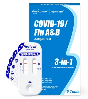 Rapid Check COVID-19, Flu A&B Antigen Test Kit, The First FDA Authorized OTC 3-in-1 Flu & COVID Home Test, Easy to Read Dual Windows, Results in 15 Mins, 5 Test Rapid Check COVID-19, Flu A&B Antigen Test Kit, The First FDA Authorized OTC 3-in-1 Flu & COVID Home Test, Easy to Read Dual Windows, Results in 15 Mins, 5 Test