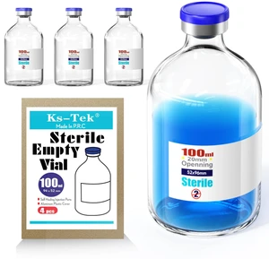Sterile Empty Vials with Self Healing Injection Port,with Flip Off Aluminum Cap,Sterile Package (100ml,4) Sterile Empty Vials with Self Healing Injection Port,with Flip Off Aluminum Cap,Sterile Package (100ml,4)