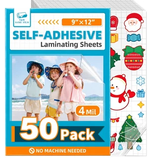 Self Adhesive Laminating Sheets 50 Pack, 9x12'', No Heat Laminating Sheets 4Mil No Machine Needed Instant Self Sealing Laminating Sheets-Dry Erase-Lasting Protection for Home and Office Self Adhesive Laminating Sheets 50 Pack, 9x12'', No Heat Laminating Sheets 4Mil No Machine Needed Instant Self Sealing Laminating Sheets-Dry Erase-Lasting Protection for Home and Office