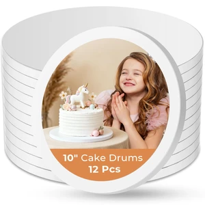 12 Pack Cake Boards 10 Inch Round Cake Drums Base para Pastel Disposable, 1/2 Inch Thick, Sturdy Corrugated Cardboard Base, Smooth & Grease-resistant Surface, White, for Multi-tiered Cake 12 Pack Cake Boards 10 Inch Round Cake Drums Base para Pastel Disposable, 1/2 Inch Thick, Sturdy Corrugated Cardboard Base, Smooth & Grease-resistant Surface, White, for Multi-tiered Cake