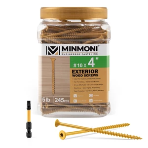 #10 x 4'' Wood Deck Screws 245pcs (5lb Box), Torx Flat-Head Exterior Screws, Multiple Size Available, Tan, T25 Star Bit Included #10 x 4'' Wood Deck Screws 245pcs (5lb Box), Torx Flat-Head Exterior Screws, Multiple Size Available, Tan, T25 Star Bit Included