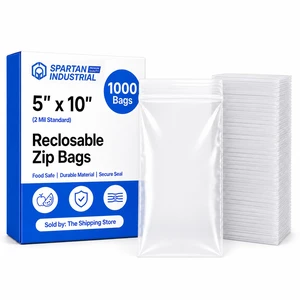 5 X 10 (1000 Count) 2 Mil Clear Reclosable Zip Plastic Poly Bags with Resealable Lock Seal Zipper 5 X 10 (1000 Count) 2 Mil Clear Reclosable Zip Plastic Poly Bags with Resealable Lock Seal Zipper
