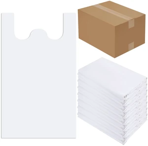 Jumbo Size Plastic T Shirt Bags, 32" X 19", White, 260 Count 35 Mic, Large Plain Plastic T Shirt Grocery Bags with Handles, Thick and Heavy Duty Jumbo Size Plastic T Shirt Bags, 32" X 19", White, 260 Count 35 Mic, Large Plain Plastic T Shirt Grocery Bags with Handles, Thick and Heavy Duty