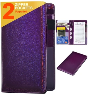 Server Books for Waitress - Glitter Leather Waiter Book Server Wallet with Zipper Pocket, Cute Waitress Book&Waitstaff Organizer with Money Pocket Fit Server Apron (Glitter Purple) Server Books for Waitress - Glitter Leather Waiter Book Server Wallet with Zipper Pocket, Cute Waitress Book&Waitstaff Organizer with Money Pocket Fit Server Apron (Glitter Purple)