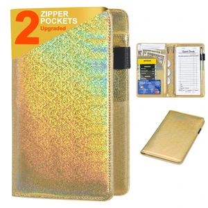 Server Books for Waitress - Glitter Leather Waiter Book Server Wallet with Zipper Pocket, Cute Waitress Book&Waitstaff Organizer with Money Pocket Fit Server Apron (Glitter Golden) Server Books for Waitress - Glitter Leather Waiter Book Server Wallet with Zipper Pocket, Cute Waitress Book&Waitstaff Organizer with Money Pocket Fit Server Apron (Glitter Golden)
