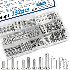 132Pcs Clevis Pin Assortment Kit - 304 Stainless Steel Cotter Pins & Carbon Steel Clevis Pins for Trailer Latch - Single Hole Clevis Pins for Versatile Use 132Pcs Clevis Pin Assortment Kit - 304 Stainless Steel Cotter Pins & Carbon Steel Clevis Pins for Trailer Latch - Single Hole Clevis Pins for Versatile Use