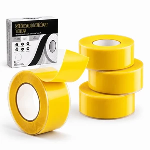 Self Fusing Silicone Tape 4 Rolls Emergency Plumbing Repair 1 In x 10 Ft Self-Amalgamating Tape, Adhesive-Free, Emergency Repair of Leaking Hose, Insulating Cable Applications, Vibrant Yellow Design Self Fusing Silicone Tape 4 Rolls Emergency Plumbing Repair 1 In x 10 Ft Self-Amalgamating Tape, Adhesive-Free, Emergency Repair of Leaking Hose, Insulating Cable Applications, Vibrant Yellow Design