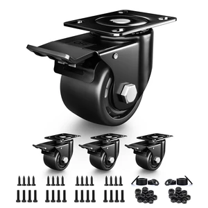 3 Inch Heavy Duty Casters Set of 4, Load 4400lbs, Locking Swivel Plate Industrial Casters with Double Ball Bearings, Low Gravity Center Castor Wheels for Furniture, Workbench, Equipment 3 Inch Heavy Duty Casters Set of 4, Load 4400lbs, Locking Swivel Plate Industrial Casters with Double Ball Bearings, Low Gravity Center Castor Wheels for Furniture, Workbench, Equipment