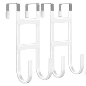 Over-the-Door Hooks, 2 Pack Heavy Duty Door Hanger with Anti-Scratch Rubber for Hanging Coat Towel Bag, Fits 1-3/8" Interior Doors, Suitable for Bathroom LivingRoom Bedroom and Kitchen, White Over-the-Door Hooks, 2 Pack Heavy Duty Door Hanger with Anti-Scratch Rubber for Hanging Coat Towel Bag, Fits 1-3/8" Interior Doors, Suitable for Bathroom LivingRoom Bedroom and Kitchen, White