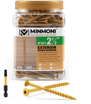 #10 x 2-1/2" Wood Deck Screws 360pcs (5lb Box), Torx Flat-Head Exterior Screws, Multiple Size Available, Tan, T25 Star Bit Included #10 x 2-1/2" Wood Deck Screws 360pcs (5lb Box), Torx Flat-Head Exterior Screws, Multiple Size Available, Tan, T25 Star Bit Included