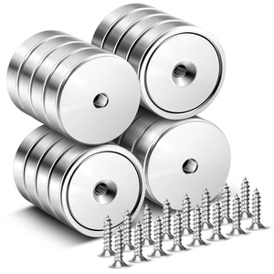 Neodymium Magnets, 110LBS Strong Cup Magnet with Stainless Screws, Heavy Duty Magnets with Holes for DIY Projects, Science, Hold Tools Lifting, Workplace, Fridge(1.26 * 0.27 inch) - 16 Pack Neodymium Magnets, 110LBS Strong Cup Magnet with Stainless Screws, Heavy Duty Magnets with Holes for DIY Projects, Science, Hold Tools Lifting, Workplace, Fridge(1.26 * 0.27 inch) - 16 Pack