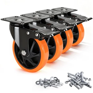 Caster Wheels 5"Heavy Duty Caster Wheels Set of 4, Dual Lock PU Casters, Industrial Swivel Casters for Workbench, Furniture & Tool Cart Smooth, Silent & Durable Caster Wheels 5"Heavy Duty Caster Wheels Set of 4, Dual Lock PU Casters, Industrial Swivel Casters for Workbench, Furniture & Tool Cart Smooth, Silent & Durable