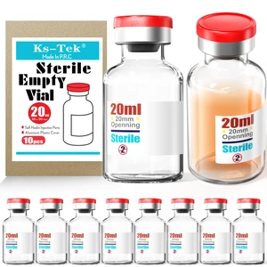 Sterile Empty Vials with Self Healing Injection Port,with Flip Off Aluminum Cap,Sterile Package (20ml,10) Sterile Empty Vials with Self Healing Injection Port,with Flip Off Aluminum Cap,Sterile Package (20ml,10)