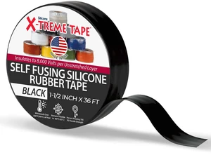 Self Fusing Silicone Tape - 1-1/2 Inch x 36 Ft Roll - Black Heavy Duty Rubber Electrical Tape, Waterproof, For Automotive, Hose, Pipe, Outdoor & Emergency Repairs, Insulating, Flexible Self Fusing Silicone Tape - 1-1/2 Inch x 36 Ft Roll - Black Heavy Duty Rubber Electrical Tape, Waterproof, For Automotive, Hose, Pipe, Outdoor & Emergency Repairs, Insulating, Flexible