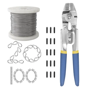 Wire Rope,Equipped with Crimping Pliers,1/16 Wire Rope, Aircraft Cable,304 Stainless Steel Cable,7x7 Strand Core 196FT,368lbs Breaking Strength Wire Rope,Equipped with Crimping Pliers,1/16 Wire Rope, Aircraft Cable,304 Stainless Steel Cable,7x7 Strand Core 196FT,368lbs Breaking Strength