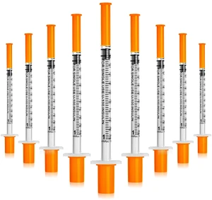 Syringes 1ml 27 Gauge 1/2 inch U-100 27G 1cc 13mm Lab Syringe, Pack of 100 Syringes 1ml 27 Gauge 1/2 inch U-100 27G 1cc 13mm Lab Syringe, Pack of 100