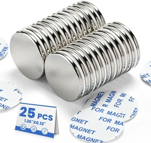 25 Pack Strong Neodymium Magnets with Adhesive Backing Powerful Permanent disc Rare Earth Magnet for Fridge Whiteboard DIY Refrigerator Building Scientific Crafts and Office, 1.26" x 0.12" 25 Pack Strong Neodymium Magnets with Adhesive Backing Powerful Permanent disc Rare Earth Magnet for Fridge Whiteboard DIY Refrigerator Building Scientific Crafts and Office, 1.26" x 0.12"