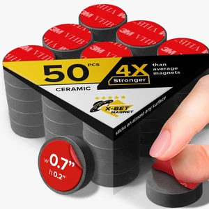 Strong Ceramic Round Adhesive Magnets, 0.7x0.2 (18x5mm), 50 Pcs Heavy Duty, Non-Corrosive, High Thermal Resistance, Versatile for Home, Office, Workshop, Whiteboard, Fridge, Crafts, & Hobby Strong Ceramic Round Adhesive Magnets, 0.7x0.2 (18x5mm), 50 Pcs Heavy Duty, Non-Corrosive, High Thermal Resistance, Versatile for Home, Office, Workshop, Whiteboard, Fridge, Crafts, & Hobby