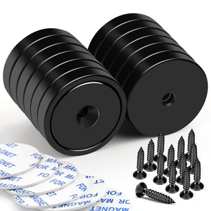 Strong Rare Earth Neodymium Magnets with Screws, 110Lbs, 12 Pack Heavy Duty Disc Cup Magnets with Countersunk Hole and Adhesive Backing for Kitchen, Tool Room, and Wall Hanging Strong Rare Earth Neodymium Magnets with Screws, 110Lbs, 12 Pack Heavy Duty Disc Cup Magnets with Countersunk Hole and Adhesive Backing for Kitchen, Tool Room, and Wall Hanging
