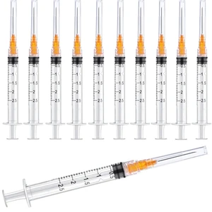 100 Pack 2ml (2.5ml) Plastic Luer Lock Syringa with 25Ga and Cap, Individually Sealed Wrapped, for Scientific Labs, Measuring Liquid, Refilling Cartridges or Glue Applicator 100 Pack 2ml (2.5ml) Plastic Luer Lock Syringa with 25Ga and Cap, Individually Sealed Wrapped, for Scientific Labs, Measuring Liquid, Refilling Cartridges or Glue Applicator