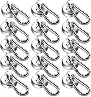 Magnetic Hooks,15 Pack 70LBS Heavy Duty Neodymium Magnet Hooks Swivel Carabiner Hook Strong Magnet Hooks with Swivel Carabiner Hook,Great for Your Refrigerator and Other Magnetic Surfaces Magnetic Hooks,15 Pack 70LBS Heavy Duty Neodymium Magnet Hooks Swivel Carabiner Hook Strong Magnet Hooks with Swivel Carabiner Hook,Great for Your Refrigerator and Other Magnetic Surfaces