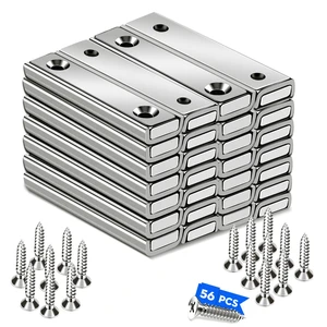 Neodymium Strong Bar Magnets with Screws Holes 28Pack, 80lbs Rare Earth Magnet Heavy Duty Magnetic Pulling Force Cabinet Door Catch for Hanging Latch Mounting Tool Room HomeSilver Neodymium Strong Bar Magnets with Screws Holes 28Pack, 80lbs Rare Earth Magnet Heavy Duty Magnetic Pulling Force Cabinet Door Catch for Hanging Latch Mounting Tool Room HomeSilver