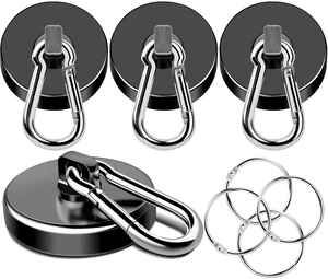 Strong Magnetic Hooks Heavy Duty 200LBS+ Black Swivel Magnet Hook Neodymium Magnets with Carabiner Hook Magnet Hooks for Curtain Workplace 4 Pack Strong Magnetic Hooks Heavy Duty 200LBS+ Black Swivel Magnet Hook Neodymium Magnets with Carabiner Hook Magnet Hooks for Curtain Workplace 4 Pack
