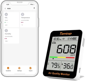 C1+ CO2 Monitor, Smart Indoor Air Quality Monitor with BLE App Portable CO2 Meter, CO2 Temperature Humidity Detector, Real-Time Data Sync for Home, Office, School, Baby Room C1+ CO2 Monitor, Smart Indoor Air Quality Monitor with BLE App Portable CO2 Meter, CO2 Temperature Humidity Detector, Real-Time Data Sync for Home, Office, School, Baby Room