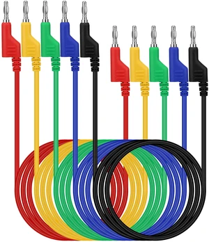5-Piece Dual-Ended Banana Plug Test Leads, 1000V 15A 3.5ft/1M Multimeter Electrical 4mm Banana-Plug, Flexible Copper Banana Cable, Electrical Test Wires 5-Piece Dual-Ended Banana Plug Test Leads, 1000V 15A 3.5ft/1M Multimeter Electrical 4mm Banana-Plug, Flexible Copper Banana Cable, Electrical Test Wires
