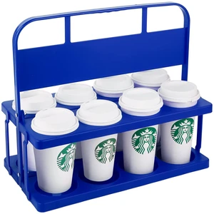 8 Cup Drink Carrier with Handle, Plastic Cup Carriers for Drinks, Drink Holder for Car, Take Out Delivery Drivers Accessories, Portable Foldable Reusable Mobile, Use for Food Delivery Bag, Blue 8 Cup Drink Carrier with Handle, Plastic Cup Carriers for Drinks, Drink Holder for Car, Take Out Delivery Drivers Accessories, Portable Foldable Reusable Mobile, Use for Food Delivery Bag, Blue