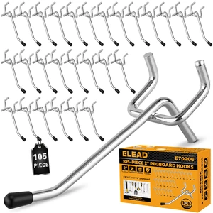 105-Piece 2 Inch Pegboard Hooks, Heavy Duty Peg Board Organizer Accessories, Peg Board Tool Hangers Fit for 1/4" and 1/8" Pegboard Hanging Tools Garage, Workshop, and Craft Storage 105-Piece 2 Inch Pegboard Hooks, Heavy Duty Peg Board Organizer Accessories, Peg Board Tool Hangers Fit for 1/4" and 1/8" Pegboard Hanging Tools Garage, Workshop, and Craft Storage