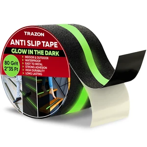Grip Tape - Heavy Duty Anti Slip Tape for Stairs Outdoor/Indoor Waterproof Safety Non Skid Roll for Stair Steps Traction Tread Staircase Grips (2 Inch x 35 Feet, Black with Glow in The Dark Strips) Grip Tape - Heavy Duty Anti Slip Tape for Stairs Outdoor/Indoor Waterproof Safety Non Skid Roll for Stair Steps Traction Tread Staircase Grips (2 Inch x 35 Feet, Black with Glow in The Dark Strips)