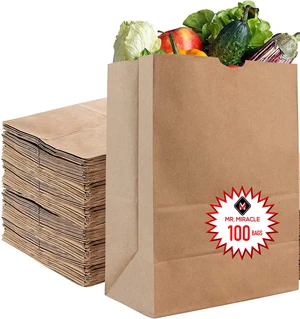 57 Lb Large Kraft Paper Grocery Bags - 100 Count, 12 x 17 x 7 - Durable, Reusable & Eco-Friendly Shopping Bags, Brown Kraft Take-Out Bags for Retail, To-Go, Any Occasion 57 Lb Large Kraft Paper Grocery Bags - 100 Count, 12 x 17 x 7 - Durable, Reusable & Eco-Friendly Shopping Bags, Brown Kraft Take-Out Bags for Retail, To-Go, Any Occasion