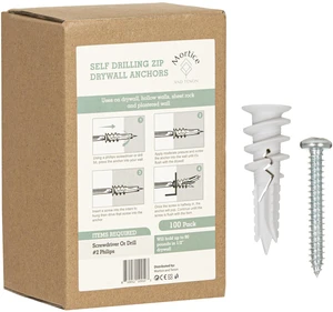 Reinforced Nylon 66 Drywall Repair Anchors - 90lb, Small Wall Hanging Kit for Apartment Quick Fixes & Towel Rack with Carbon Steel Screws (100) Reinforced Nylon 66 Drywall Repair Anchors - 90lb, Small Wall Hanging Kit for Apartment Quick Fixes & Towel Rack with Carbon Steel Screws (100)