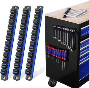 Magnetic Screwdriver and Wrench Organizer Set, 36-Slot Tool Holders 3-Pack Aluminum Rails, Magnetic Force, Flexible High-Tension Tool Clips, For Tool Box Drawer & Wall-Mount Storage Magnetic Screwdriver and Wrench Organizer Set, 36-Slot Tool Holders 3-Pack Aluminum Rails, Magnetic Force, Flexible High-Tension Tool Clips, For Tool Box Drawer & Wall-Mount Storage