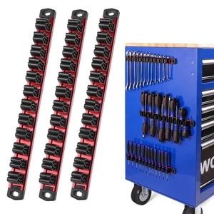 Magnetic Screwdriver and Wrench Organizer Set, 36-Slot Tool Holders 3-Pack Aluminum Rails, Magnetic Force, Flexible High-Tension Tool Clips, For Tool Box Drawer & Wall-Mount Storage Magnetic Screwdriver and Wrench Organizer Set, 36-Slot Tool Holders 3-Pack Aluminum Rails, Magnetic Force, Flexible High-Tension Tool Clips, For Tool Box Drawer & Wall-Mount Storage