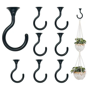 Heavy Duty Ceiling Hooks for Hanging Plants 8 Pack (Black) Holds 30 lbs on wood & concrete, 20 lbs on drywall; 2.4" rustproof swag hook for string lights, lanterns & patio use Heavy Duty Ceiling Hooks for Hanging Plants 8 Pack (Black) Holds 30 lbs on wood & concrete, 20 lbs on drywall; 2.4" rustproof swag hook for string lights, lanterns & patio use