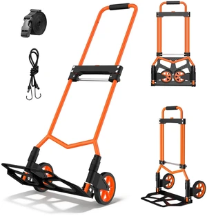Folding Hand Truck, 180Lbs Capacity, Portable Dolly Cart with 5.9" Wheels and Telescoping Handle, Lightweight Hand Truck Dolly for Dormitory, Home, Office, Food, Shopping, logistics, Warehouse, Orange Folding Hand Truck, 180Lbs Capacity, Portable Dolly Cart with 5.9" Wheels and Telescoping Handle, Lightweight Hand Truck Dolly for Dormitory, Home, Office, Food, Shopping, logistics, Warehouse, Orange