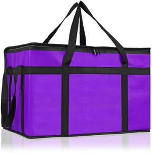 Insulated Food Delivery Bag, XXXL Catering Bag for Keep Food Warming Large Capacity & Collapsible, Purple Pizza Cooler Bags for Grocery Shopping, Picnics, Takeout, Camping Insulated Food Delivery Bag, XXXL Catering Bag for Keep Food Warming Large Capacity & Collapsible, Purple Pizza Cooler Bags for Grocery Shopping, Picnics, Takeout, Camping