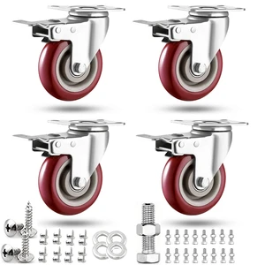 3 inch Casters Load 2000lbs -Includes Complete Screws Sets with Accessories -Lockable Bearing Plate Heavy Duty Caster with Brakes, 360-degree Swivel for Furniture and Workbench Cart, Set of 4 3 inch Casters Load 2000lbs -Includes Complete Screws Sets with Accessories -Lockable Bearing Plate Heavy Duty Caster with Brakes, 360-degree Swivel for Furniture and Workbench Cart, Set of 4