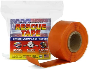 Rescue Tape, Self-Fusing Silicone Repair Tape, 1 in x 12 ft, Orange Self-Fusing Silicone Tape, Waterproof Seal, Leak Repair, Heat Resistant, Electrical Insulation Rescue Tape, Self-Fusing Silicone Repair Tape, 1 in x 12 ft, Orange Self-Fusing Silicone Tape, Waterproof Seal, Leak Repair, Heat Resistant, Electrical Insulation