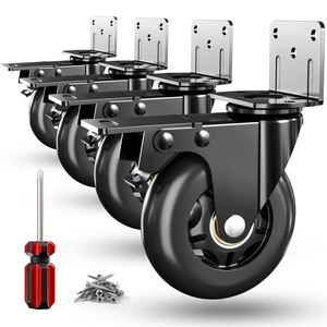 4 in Side Mount Plate Caster Wheels Heavy Duty 1200 LBS Thickened L-Shaped, 360° Swivel, Locking Dual Brake, Quiet Non-Marking Black Wheels, Set of 4 for Furniture, Carts, Cabinet 4 in Side Mount Plate Caster Wheels Heavy Duty 1200 LBS Thickened L-Shaped, 360° Swivel, Locking Dual Brake, Quiet Non-Marking Black Wheels, Set of 4 for Furniture, Carts, Cabinet