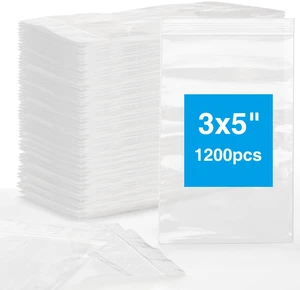 1200Pcs 3x5 inch Plastic Zip Bags, Clear, 2 Mil Resealable Zip Bag for Small Business, Jewelry Storage, Candy, Party Favors, Home, Gift, Travel 1200Pcs 3x5 inch Plastic Zip Bags, Clear, 2 Mil Resealable Zip Bag for Small Business, Jewelry Storage, Candy, Party Favors, Home, Gift, Travel