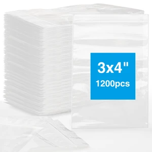 1200Pcs 3x4 inch Small Plastic Bags, Clear, 2 Mil Resealable, Zip Top Bags for Small Business, Jewelry Storage, Travel, Packaging, Home, Office, Party Organizing 1200Pcs 3x4 inch Small Plastic Bags, Clear, 2 Mil Resealable, Zip Top Bags for Small Business, Jewelry Storage, Travel, Packaging, Home, Office, Party Organizing