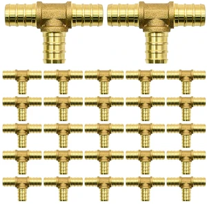 25 Pack 1/2" PEX Fittings, PEX Tee Fittings, Brass PEX Fittings for PEX Tubing Pipe 25 Pack 1/2" PEX Fittings, PEX Tee Fittings, Brass PEX Fittings for PEX Tubing Pipe