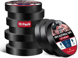 Vinyl Electrical Tape 1/2"-66Ft 10 Pack, UL CSA Listed PVC Electric Tape 7 Mil Thick Flame Retardant Strong Rubber Based Adhesive Tape Rated 600V for Electrical Automotive Application Vinyl Electrical Tape 1/2"-66Ft 10 Pack, UL CSA Listed PVC Electric Tape 7 Mil Thick Flame Retardant Strong Rubber Based Adhesive Tape Rated 600V for Electrical Automotive Application