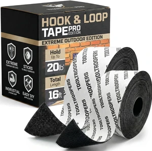 Heavy-Duty Hook and Loop Mounting Tape - 1.6" Wide Extreme Outdoor Use w/Extra-Strong, UV & Weatherproof Adhesive - Holds up to 20lb on Brick, Concrete & Other Rough Surfaces - 16ft Roll Heavy-Duty Hook and Loop Mounting Tape - 1.6" Wide Extreme Outdoor Use w/Extra-Strong, UV & Weatherproof Adhesive - Holds up to 20lb on Brick, Concrete & Other Rough Surfaces - 16ft Roll
