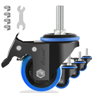 2 inch Caster Wheels 3/8" Threaded Stem Casters Set of 4 Heavy Duty (4, blue, 2in (3/8"-16)), Dual Locking, Smooth & Quiet-Rolling, for Wire Shelving, Carts, Furniture 2 inch Caster Wheels 3/8" Threaded Stem Casters Set of 4 Heavy Duty (4, blue, 2in (3/8"-16)), Dual Locking, Smooth & Quiet-Rolling, for Wire Shelving, Carts, Furniture